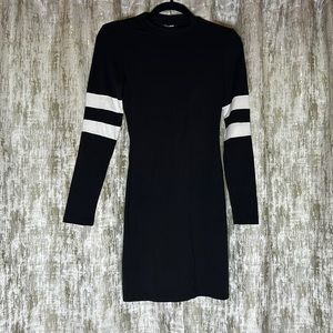 Black and white sporty mini dress